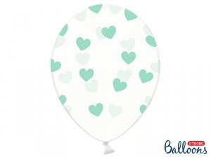 Balony 30cm, Serduszka, Crystal Clear (1 op. / 50 szt.)