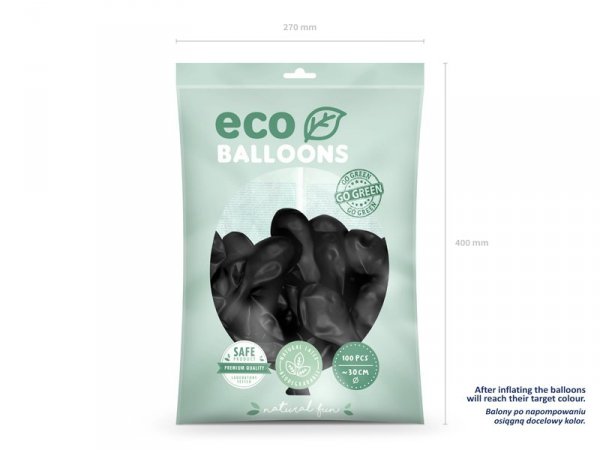 Balony Eco 30cm pastelowe, czarny (1 op. / 100 szt.)