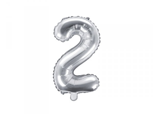 Balon foliowy Cyfra ''2'', 35cm, srebrny