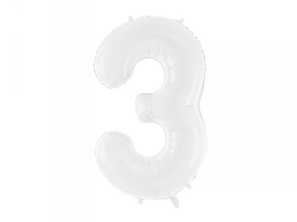 Balon foliowy Cyfra ''3'', 86 cm, biały