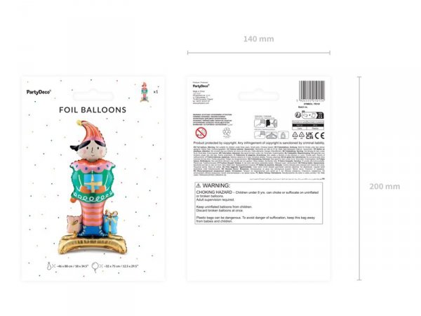 Stojący balon foliowy Elf, 46x88 cm, mix