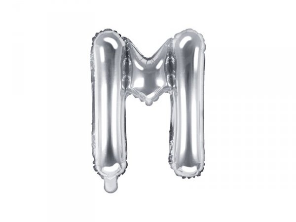 Balon foliowy Litera ''M'', 35cm, srebrny