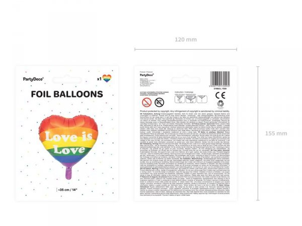 Balon foliowy Love is Love, 35cm, mix
