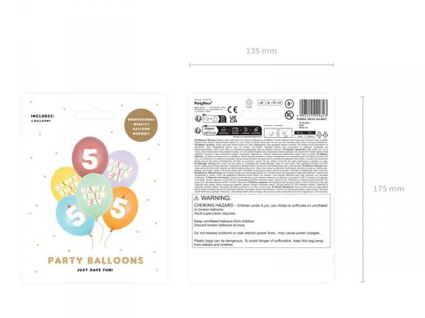Balony 30 cm, 5, mix (1 op. / 6 szt.)