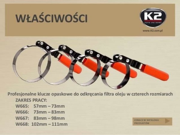 K2 W668 Klucz do filtrów opaskowy 102-111mm