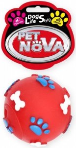 Pet Nova Piłka wzór łapek i kości 6cm czerwon