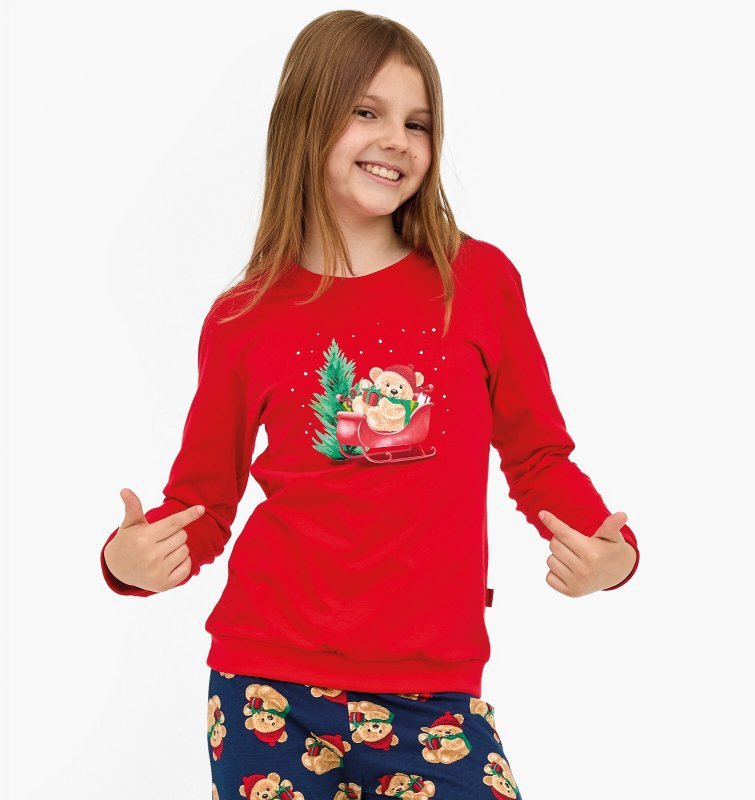 Piżama Cornette Young Girl 592/186 Teddy dł/r Christmas 134-164