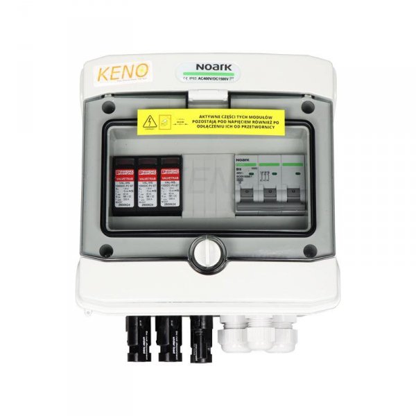 Rozdzielnica przyłączeniowa DC+AC z ogranicznikiem przepięć 1000V typu 2, 2x łańcuch PV, 1x MPPT // 16A 3-F