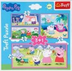 Peppa Pig. Puzzle 3 + 1. Zabawa z przyjaciółmi