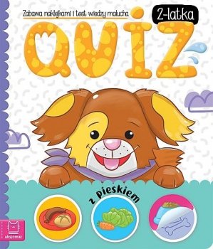 Quiz 2-latka z pieskiem. Zabawa naklejkami i test wiedzy malucha