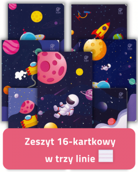 Zeszyt w trzylinię. In space. 16 kartkowy