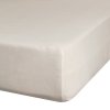 Prześcieradło gładkie z gumką 160x200 cm z satyny bawełnianej kolor beżowy 125 g/m2 NOVA 3