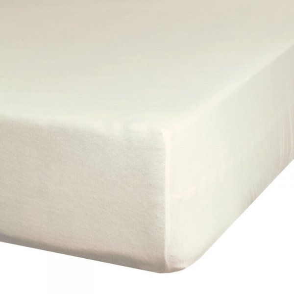 Prześcieradło gładkie z gumką 160x200 cm z satyny bawełnianej kolor kremowy 125 g/m2 NOVA 3 