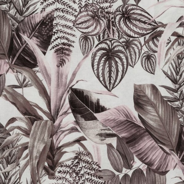 Pościel 160x200 cm bawełniana kolor fioletowy, biały z wzorem egzotycznych liści DAVOS