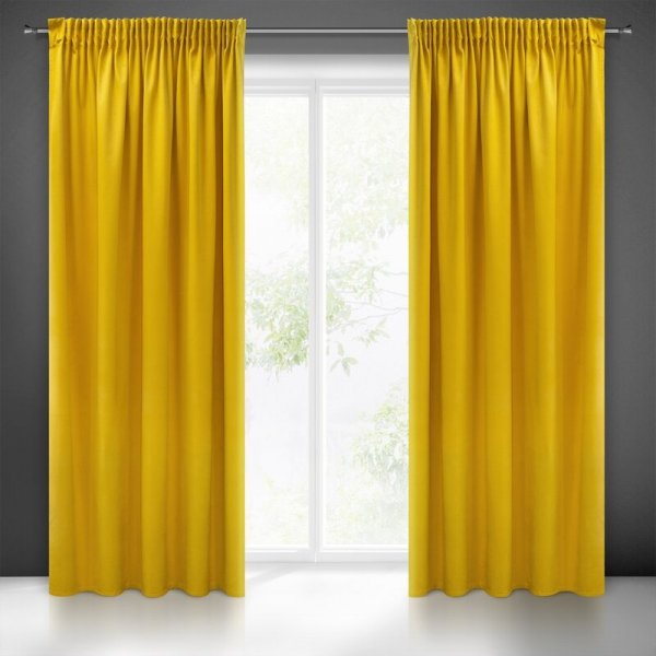 PIERRE CARDIN zasłona SIBEL z miękkiego i delikatnego welwetu, 140x270cm musztardowa 