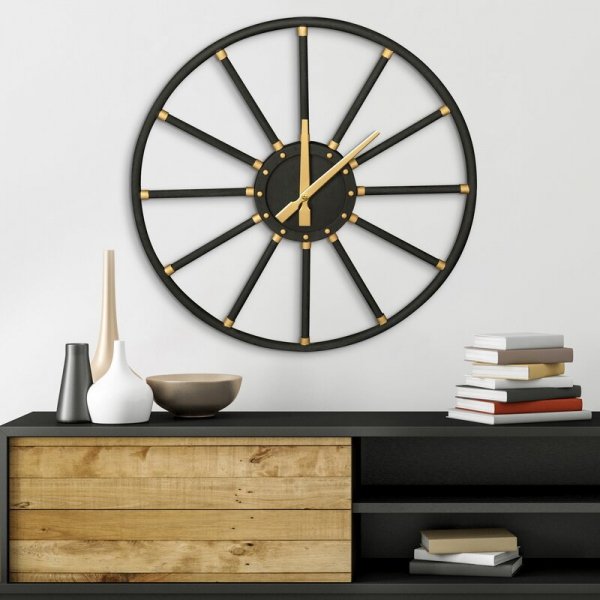 Dekoracyjny zegar ścienny w nowoczesnym stylu z metalu 68cm