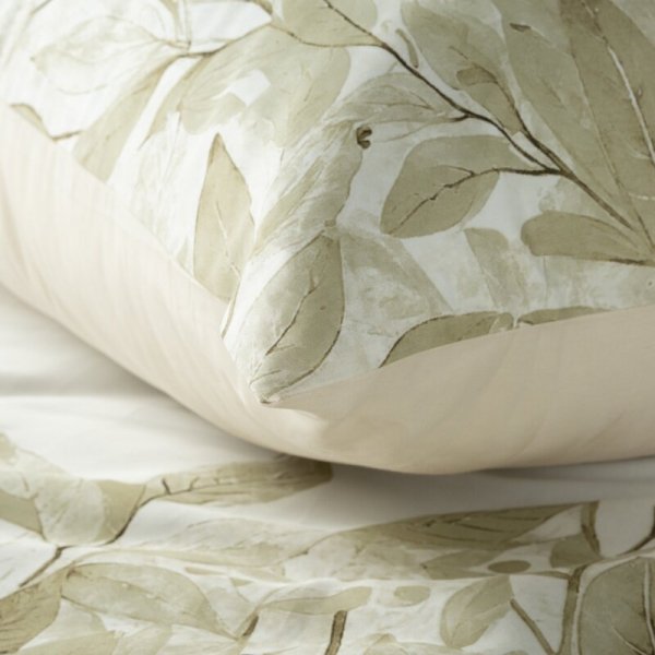 Pościel 160x200 cm bawełniana kolor biały, zielony z wzorem botanicznym SPRING 70 