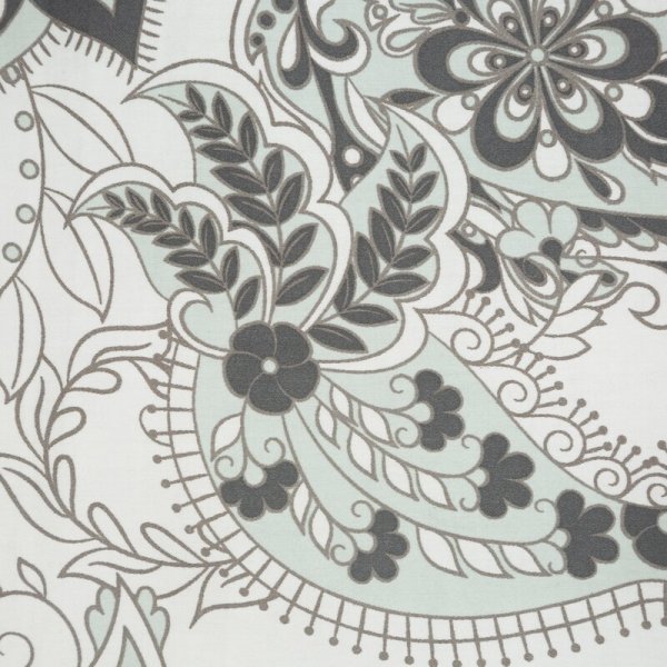 Pościel satynowa 220x200 Nika 02 ornamenty biała szara miętowa orientalna Eurofirany