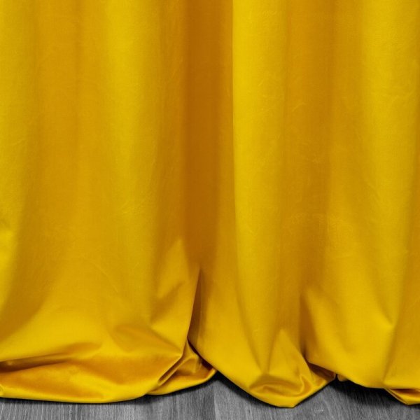 PIERRE CARDIN zasłona SIBEL z miękkiego i delikatnego welwetu, 140x270cm musztardowa 