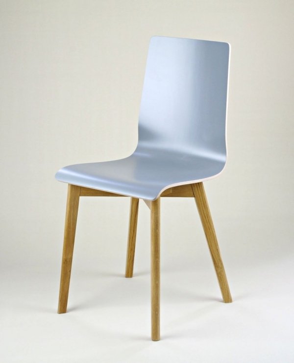 LUKA W - krzesło laminowane szare, dębowa rama