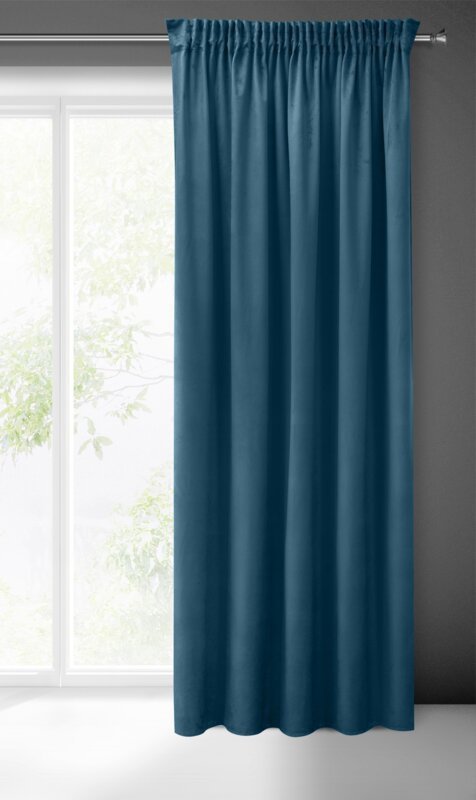 PIERRE CARDIN zasłona SIBEL z miękkiego i delikatnego welwetu, 140x270cm ciemny niebieski