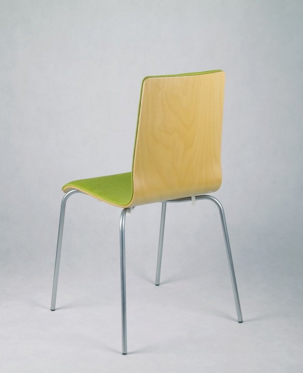 LUKA SOFT - krzesło ze sklejki, metalowa rama, zielona tapicerka