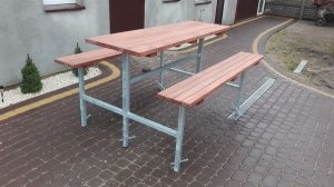 Zestaw piknikowy do zabetonowania, parkowy, miejski, na plac zabaw, stół dwa siedziska PIKNIKOWY LOFT