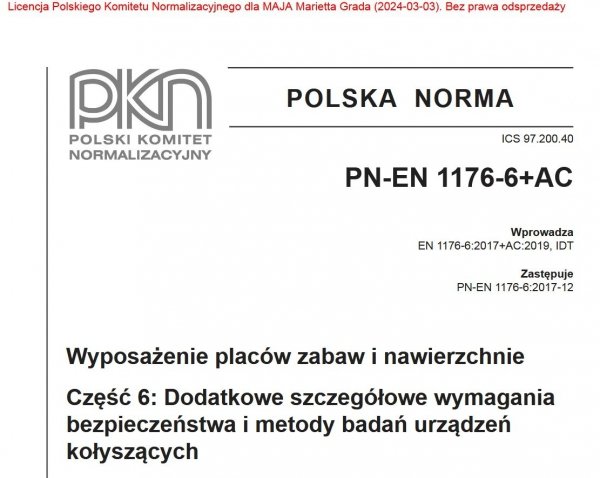 huśtawki z normami PN1176