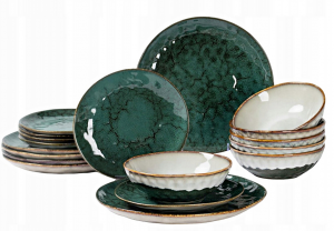 SERWIS OBIADOWY talerze ceramiczne 18 el Zestaw na 6 osób GREEN GREY OMBRES