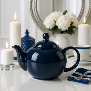 DZBANEK ZAPARZACZ do herbaty ceramiczny z sitkiem 1l GRANATOWY