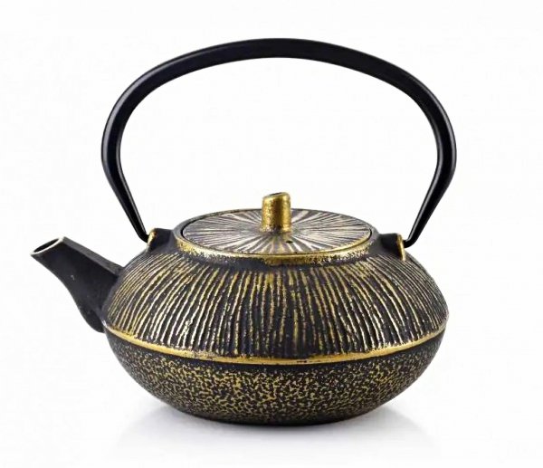 ZAPARZACZ DZBANEK ŻELIWNY do herbaty z sitkiem 1,5L CZARNO ZŁOTY