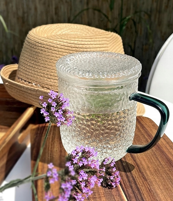 ZAPARZACZ kubek do herbaty ziół SZKLANY filtr pokrywka szklanka Żaro Hot