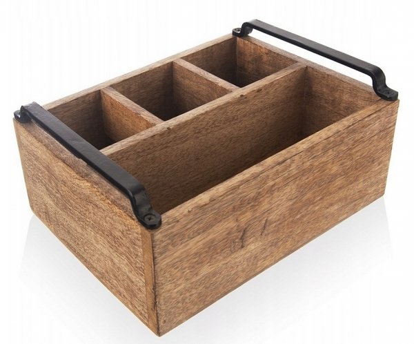 Stojak ORGANIZER pojemnik na sztućce pudełko skrzynka z drewna mango LOFT