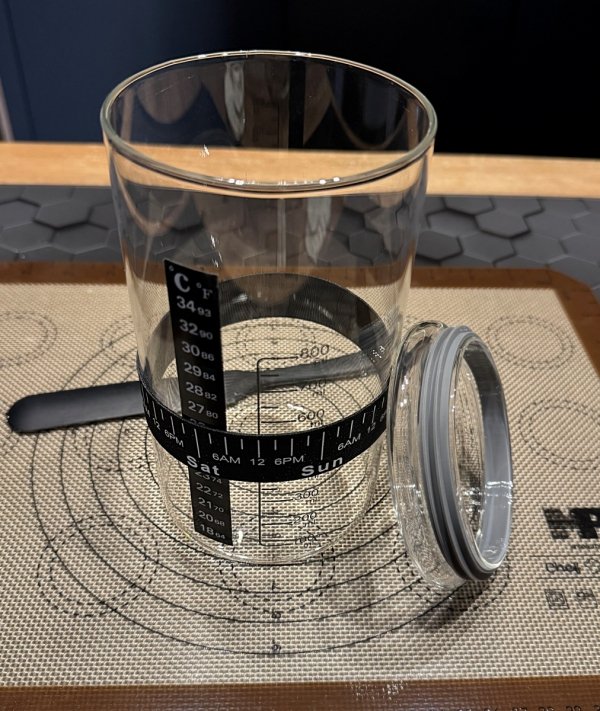 POJEMNIK NA ZAKWAS DO CHLEBA Szklany SŁOIK FERMENTATOR z termometrem 800ml