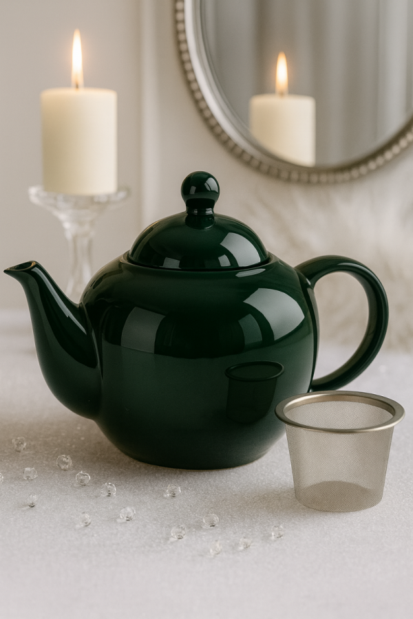 Ceramiczny DZBANEK 1L ZAPARZACZ do herbaty SITKO + PODGRZEWACZ ZESTAW