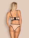 Beżowy, błyszczący top z majtkami Obsessive Nudelia nude L/XL
