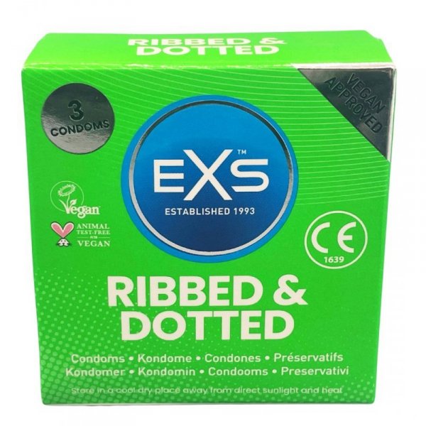 PREZERWATYWY 3 SZT. EXS RIBBED AND DOTTED
