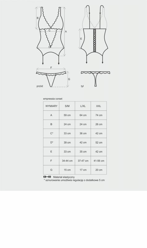 Obsessive gorset ze stringami Emperita 2XL/3XL