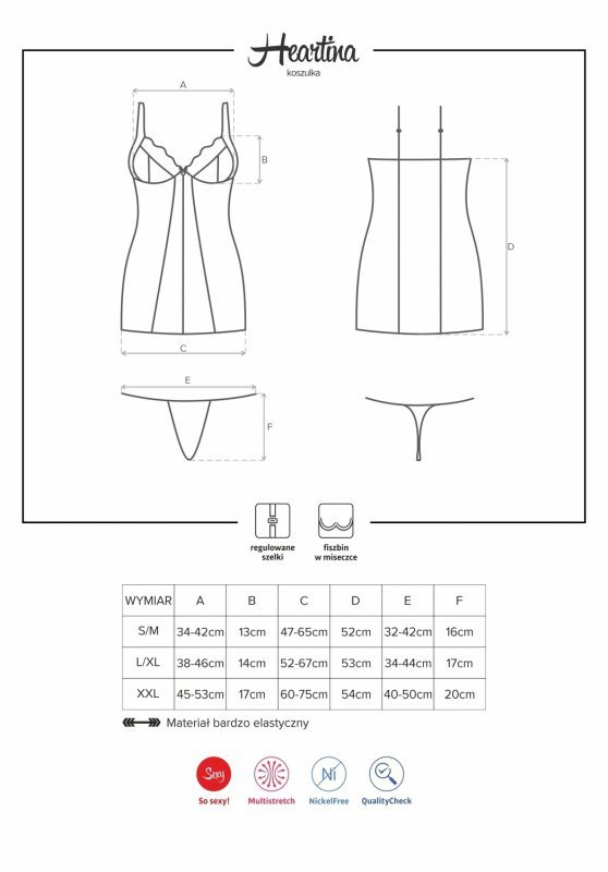 Obsessive koszulka ze stringami Heartina L/XL