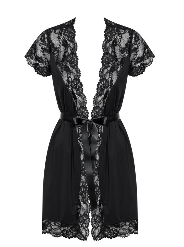 Obsessive 810-PEI-1 szlafrok czarny 2XL/3XL