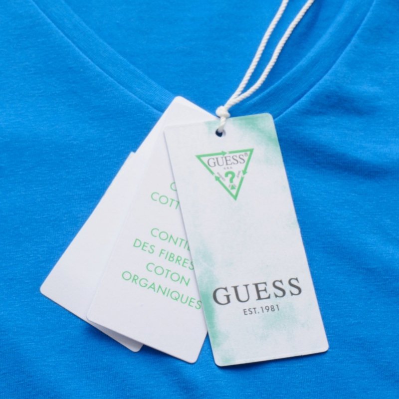 Guess t-shirt koszulka damska niebieska v-neck W1YI1AJ1311-G7K7