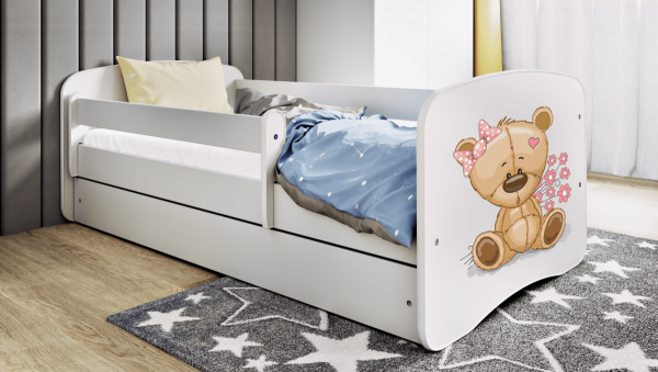Łóżko dziecięce MIŚ Z KWIATKAMI różne kolory 180x80 cm