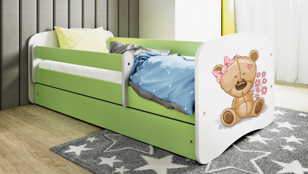 Łóżko dziecięce MIŚ Z KWIATKAMI różne kolory 160x80 cm