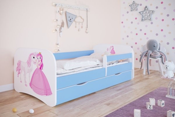 łóżko-dziecięce-księżniczka-konik-niebieskie