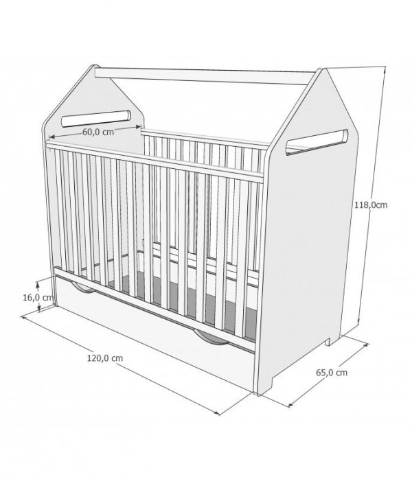 łóżeczko-niemowlęce-120x60-house-wymiary