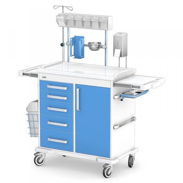 Wózek medyczny zabiegowy wielofunkcyjny Multi-03/ABS z nadstawką z wyposażeniem