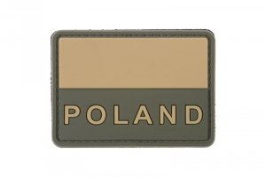 Naszywka 3D - Flaga Polski zgaszona z napisem Poland