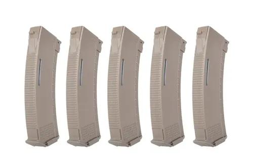 Zestaw 5 magazynków Mid-Cap 130/30 kulek Arcturus EMM AK MOD1 Variable-Cap Windowed do replik AK Flat Dark Earth