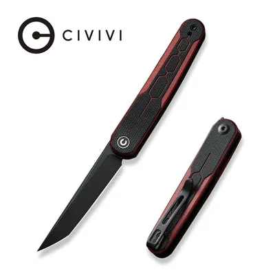 Nóż składany Civivi KwaiQ Burgundy/Black G10, Black Stonewashed Nitro-V by Rafal Brzeski (C23015-1)