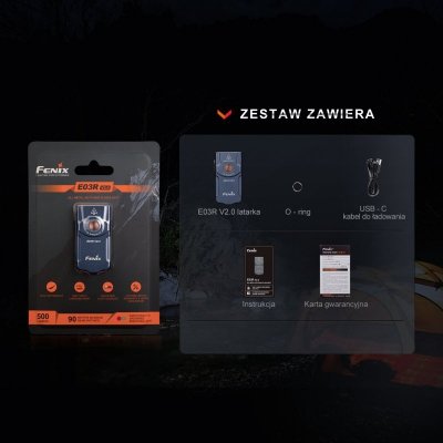 Latarka LED Fenix E03R V2.0 - niebieska